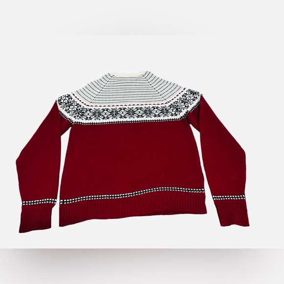 Vintage 1970 Acrylic Sigallo Red & Snowflake Pattern Knitted Sweater Size XL - Picture 6 of 8